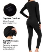 wirarpa Women's Thermal Underwear Sets Cotton Base Layer Set Lightweight Long Sleeve Top & Pajama Bottoms