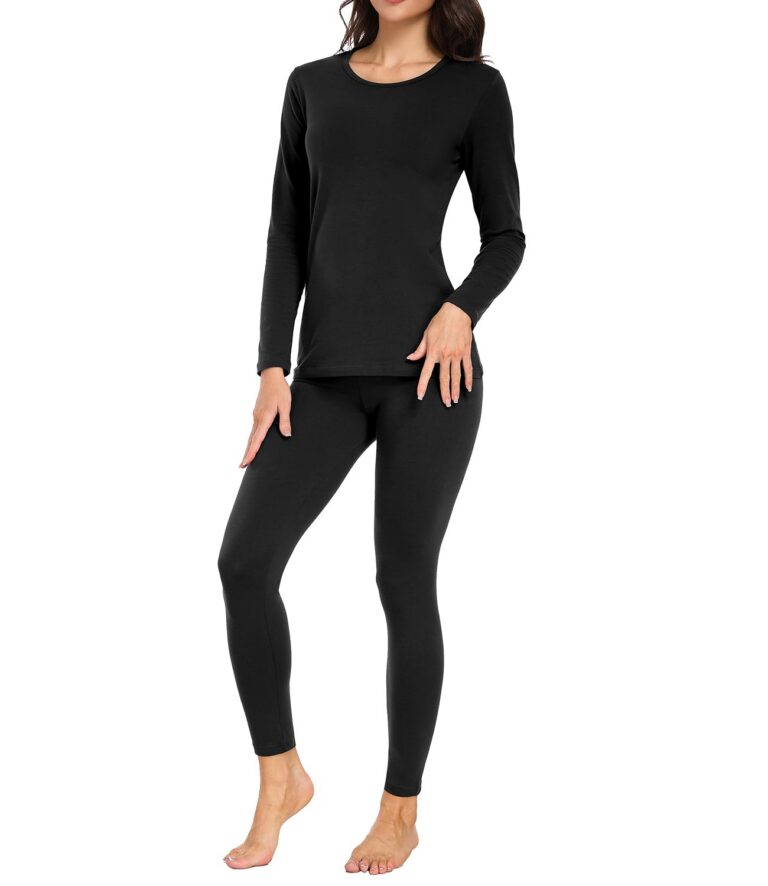 wirarpa Women's Thermal Underwear Sets Cotton Base Layer Set Lightweight Long Sleeve Top & Pajama Bottoms