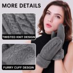 Women's Winter Gloves Warm Lining - Cozy Wool Knit Thick Gloves Mittens