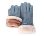 Woogwin Womens Winter Warm Gloves Touch Screen Suede Thick Mittens Lady Outdoor Gloves(blue)