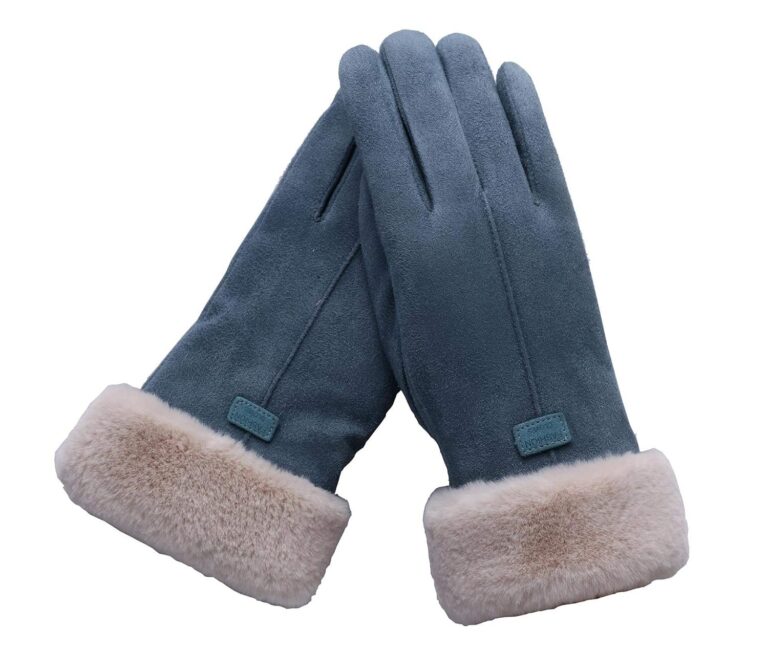 Woogwin Womens Winter Warm Gloves Touch Screen Suede Thick Mittens Lady Outdoor Gloves(blue)