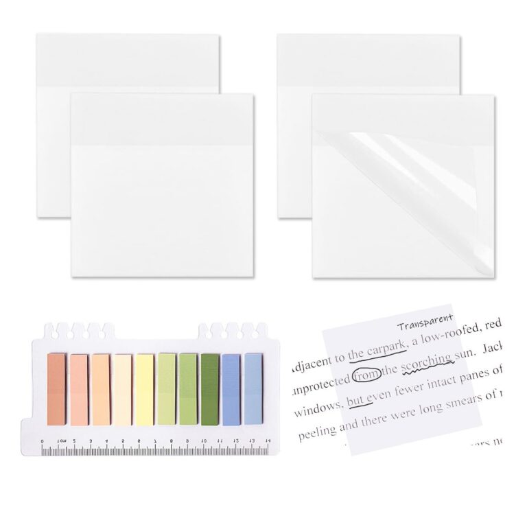 WSCHU 400 Pcs Transparent Sticky Notes, 3 x 3 Inch 200 Clear See Through Sticky Notes and 200 Translucent Sticky Index Tabs, for Reading Writing Notes Book Markers, Study Office...